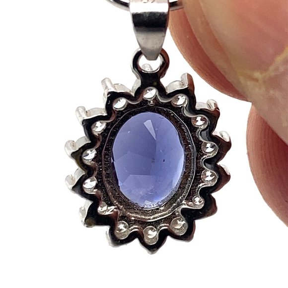Iolite 1.20ct White Gold Finish Solid Silver Pendant - Picture 5 of 6